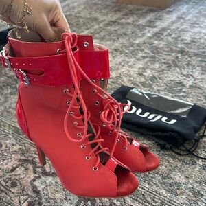 Burju Dance Heels - Under the Influence Open Toe Lace Up 4” Heels (Size 8.5)